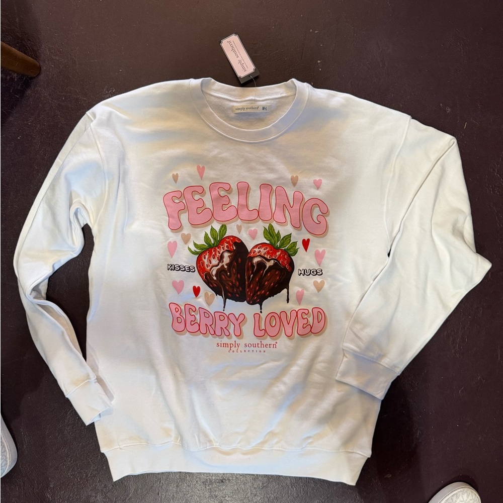 Simply Southern White Sweatshirt with Berry Design